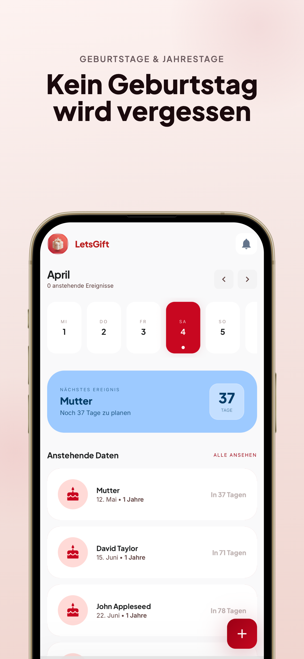 LetsGift App - Startseite